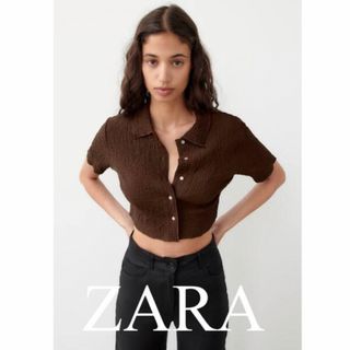 ザラ(ZARA)のZARA クロップドトップス　シャツ(シャツ/ブラウス(半袖/袖なし))