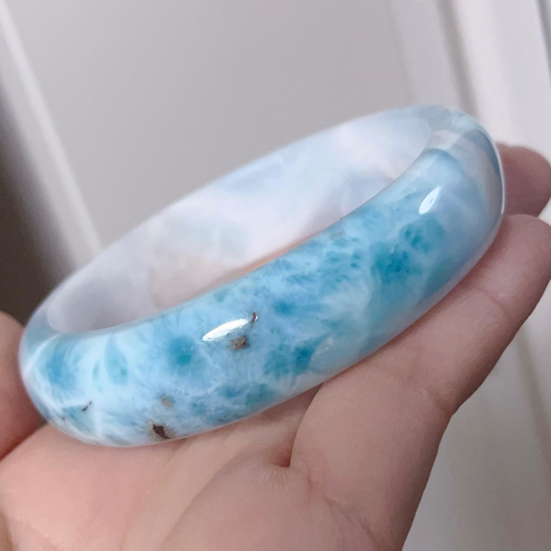 天然無処理 ラリマー バングル 31.7g - ブレスレット 天然無処理 ラリマー バングル 31.7g - ブレスレット