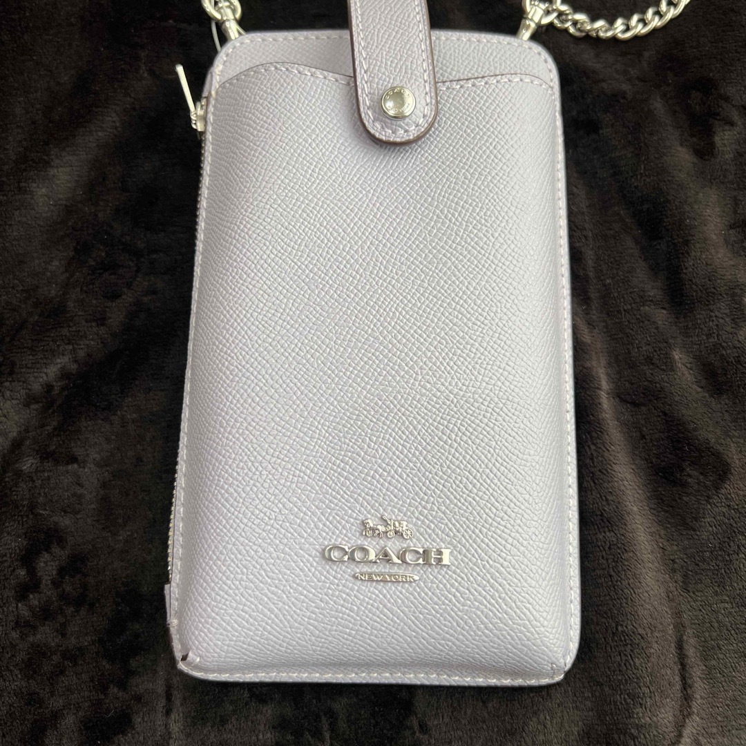 新品 Coach コーチ スマホショルダー スマホポシェット ラベンダー 紫