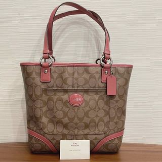 コーチ(COACH)のcoach コーチ シグネチャー トート ハンド バッグ ピンク 美品(トートバッグ)