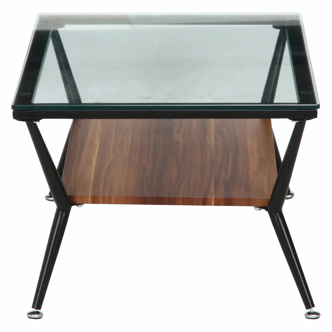 ガラス天板ローテーブル 80 ブラックダークブラウン - ローテーブル