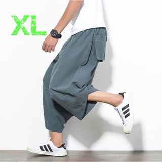 サルエルパンツ　リネン　XL メンズ　ハーフパンツ　短パン　ショート   人気(サルエルパンツ)