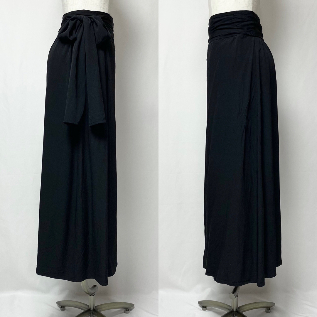 YOHJI YAMAMOTO +NOIR シルクラップスカート 絹100% 黒の通販 by