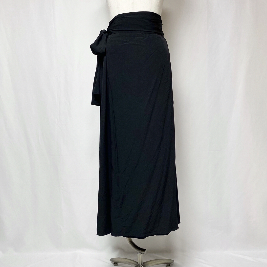 YOHJI YAMAMOTO +NOIR シルクラップスカート 絹100% 黒の通販 by