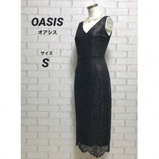 116 オアシス OASIS レース ロングワンピース ブラック Sサイズ(ロングドレス)