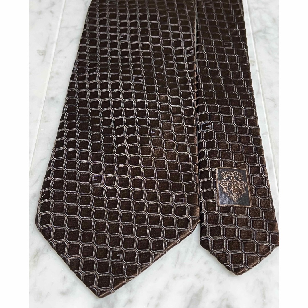 ✨美品✨ GUCCI イタリア製 シマ柄 GG ダークブラウン 総柄-