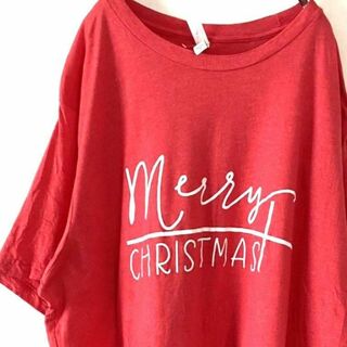 キャンバス メリー クリスマス Tシャツ 2XL レッド 赤 古着(Tシャツ/カットソー(半袖/袖なし))