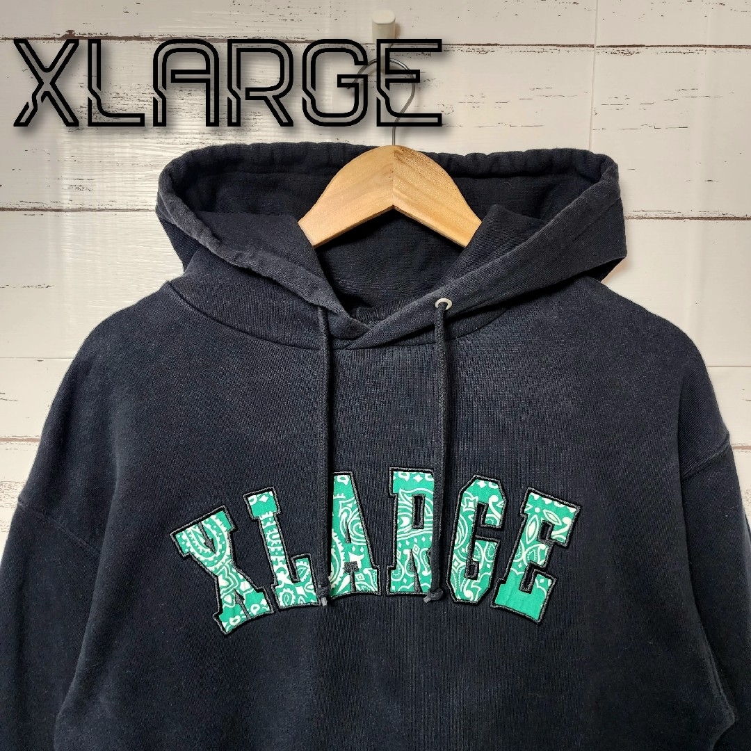 XLARGE(エクストララージ)の《超希少》XLARGE エクストララージ パーカー ペイズリー ブラック 刺繍 メンズのトップス(パーカー)の商品写真
