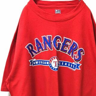 リー(Lee)のリー MLBテキサスレンジャーズ ロゴ Tシャツ レッド 赤色 XL 古着(Tシャツ/カットソー(半袖/袖なし))