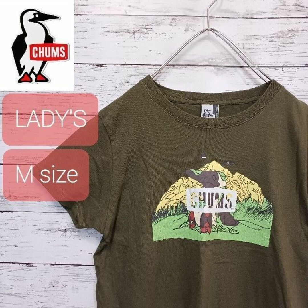 CHUMS(チャムス)の✨人気✨ CHUMS(チャムス) レディースTシャツ M カーキ アウトドア レディースのトップス(Tシャツ(半袖/袖なし))の商品写真