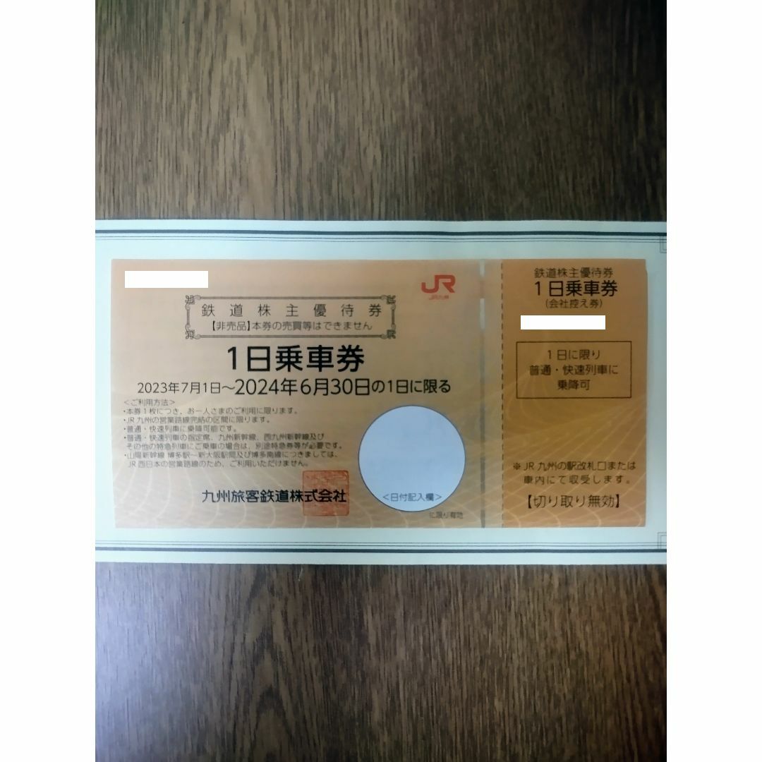 JR九州 株主優待 １日乗車券 普通・快速列車に乗降可能 チケットの優待券/割引券(その他)の商品写真