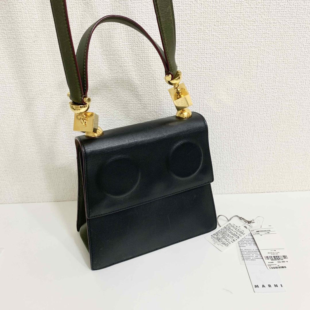 【廃盤レア】マルニ 2waybag 黒ショルダーバッグ