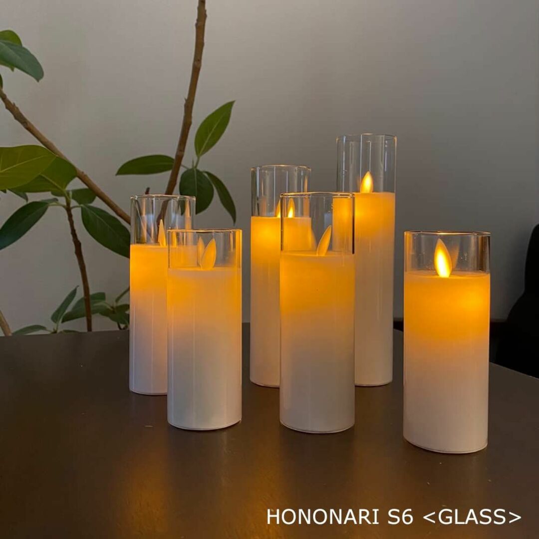 【色: glass】HONONARI LEDキャンドルライト 6点セット 専用リ