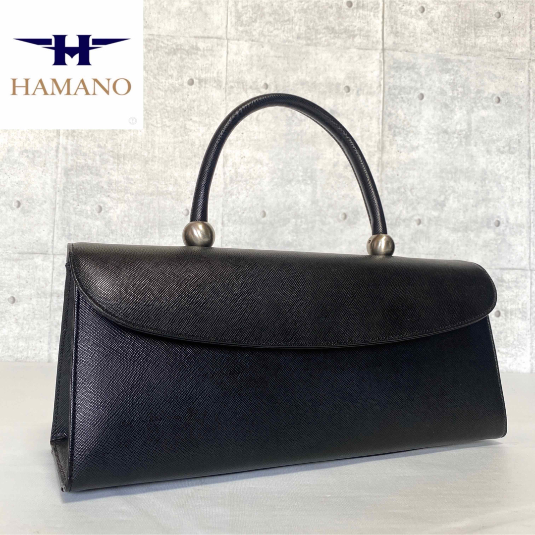 【美品】HAMANO 濱野皮革工藝 皇室御用達 ロイヤルモデル 黒 ハンドバッグ