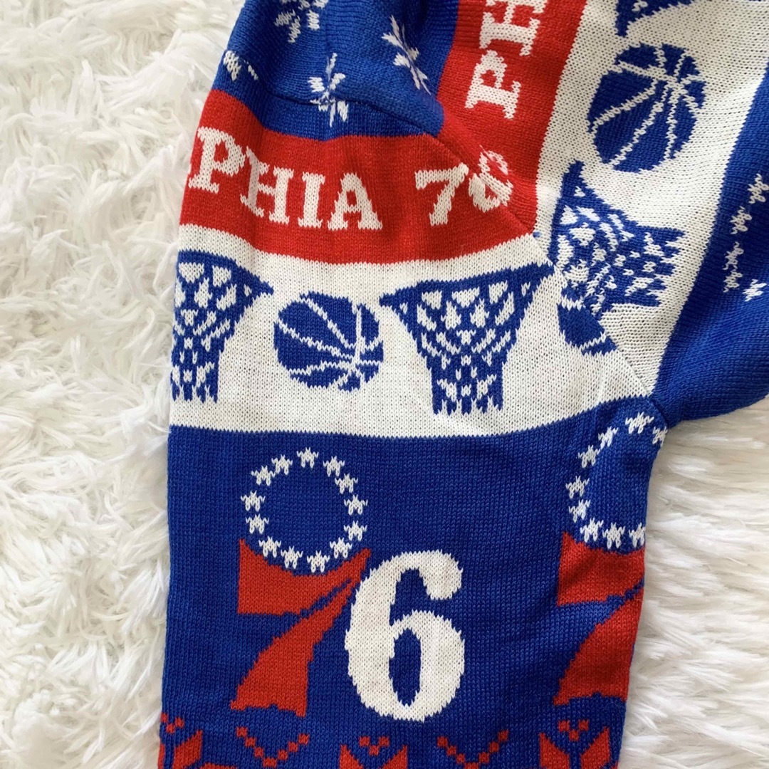 新品 NBA 76ers シクサーズ 総柄ニット Lサイズ バスケットボール 5