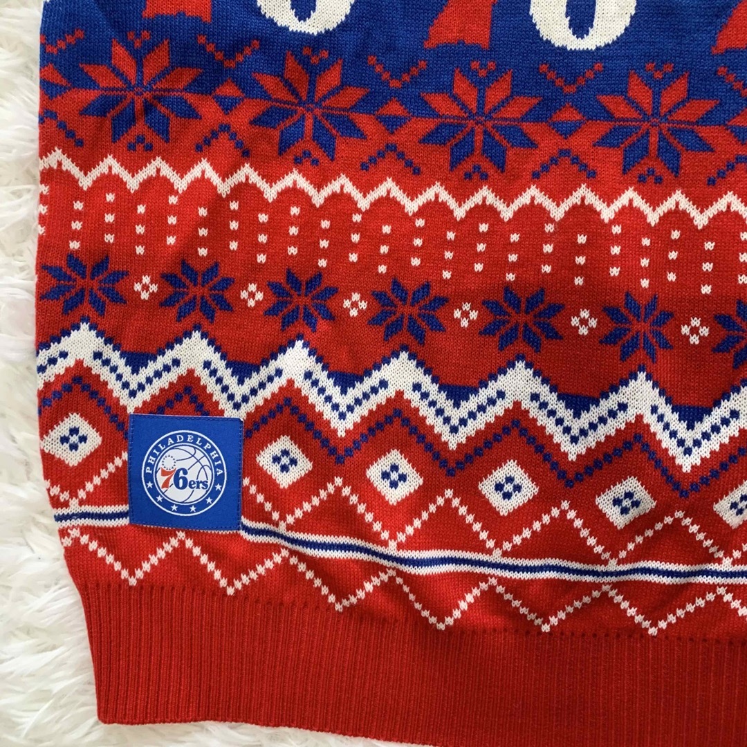 新品 NBA 76ers シクサーズ 総柄ニット Lサイズ バスケットボール 4