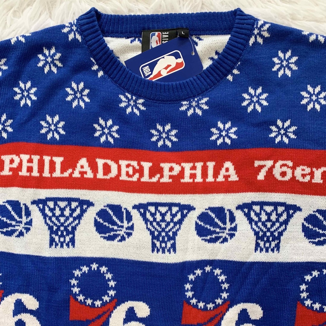 新品 NBA 76ers シクサーズ 総柄ニット Lサイズ バスケットボール 3