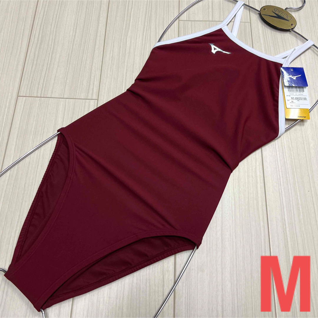 MIZUNO(ミズノ)のミズノ　女性用　エクサースーツ　エンジ×ホワイト　Mサイズ　新品 レディースの水着/浴衣(水着)の商品写真