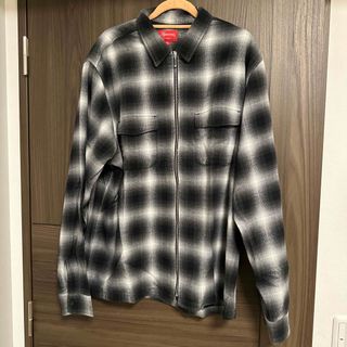 Quilted Hooded Plaid Shirt Black L