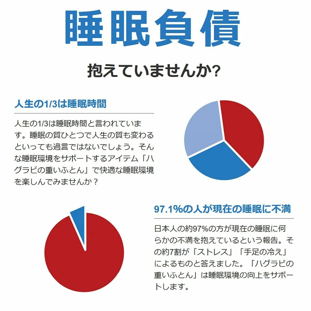 ハグラビ ウェイトブランケット 加重ブランケット 重いふとん 1年中使える リバ