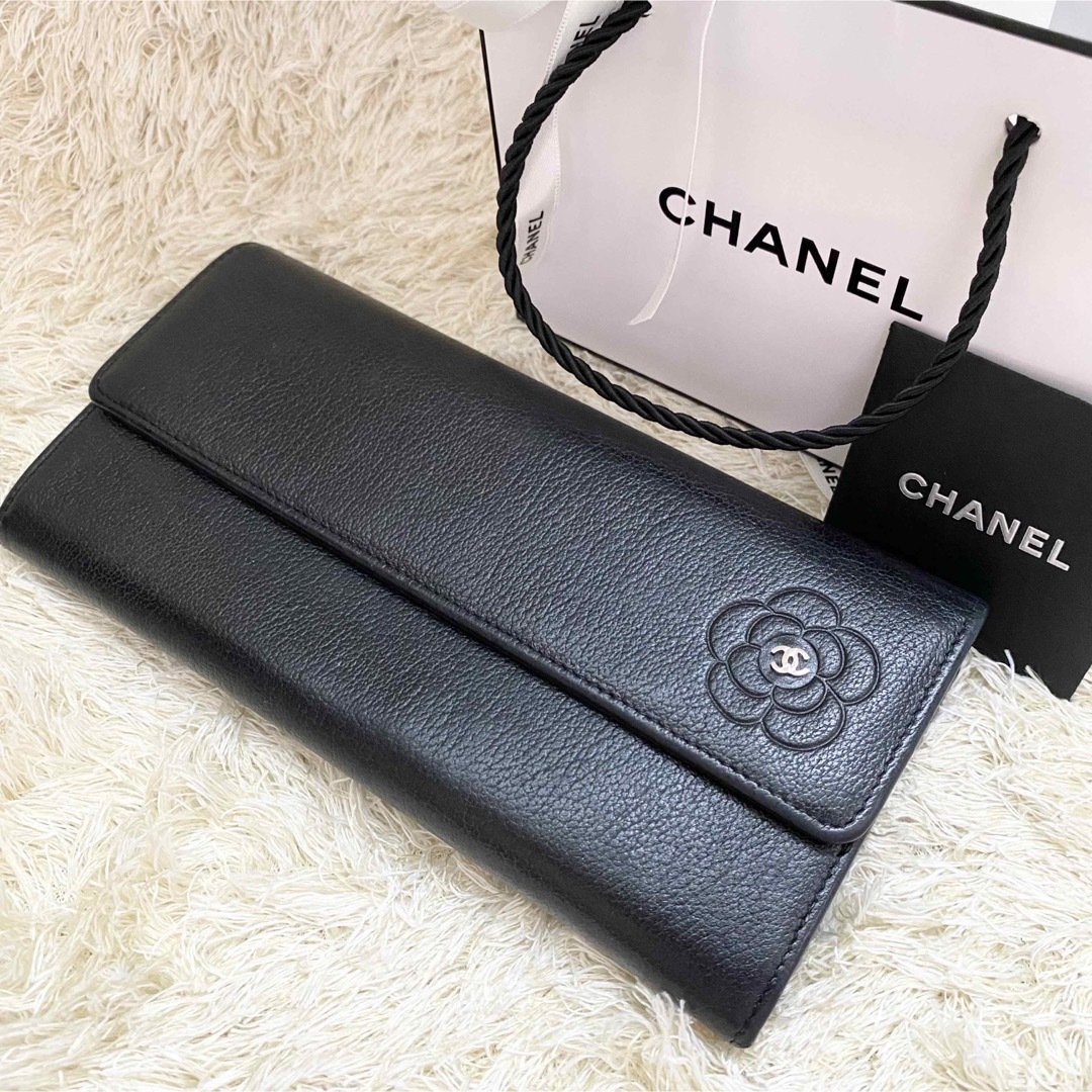 美品✨CHANEL シャネル カメリア バタフライ フラップウォレット 財布-