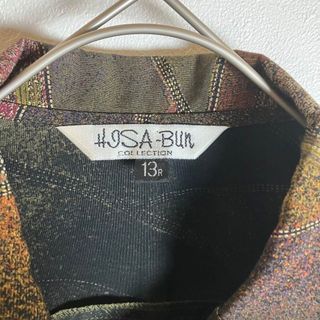 総柄シャツ アーガイル レトロボタン 長袖 緑 紫 茶 ポリシャツ