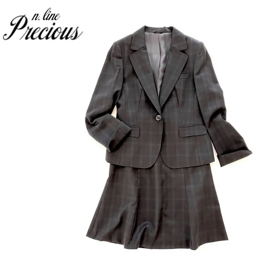 極美品✨n line Precious 洋服の青山 スカート スーツ 紺 9号-