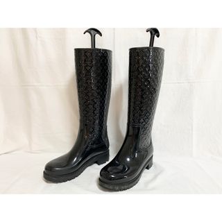 ルイヴィトン(LOUIS VUITTON)の希少 美品 ルイヴィトン スプラッシュライン モノグラム レインブーツ 37 黒(レインブーツ/長靴)