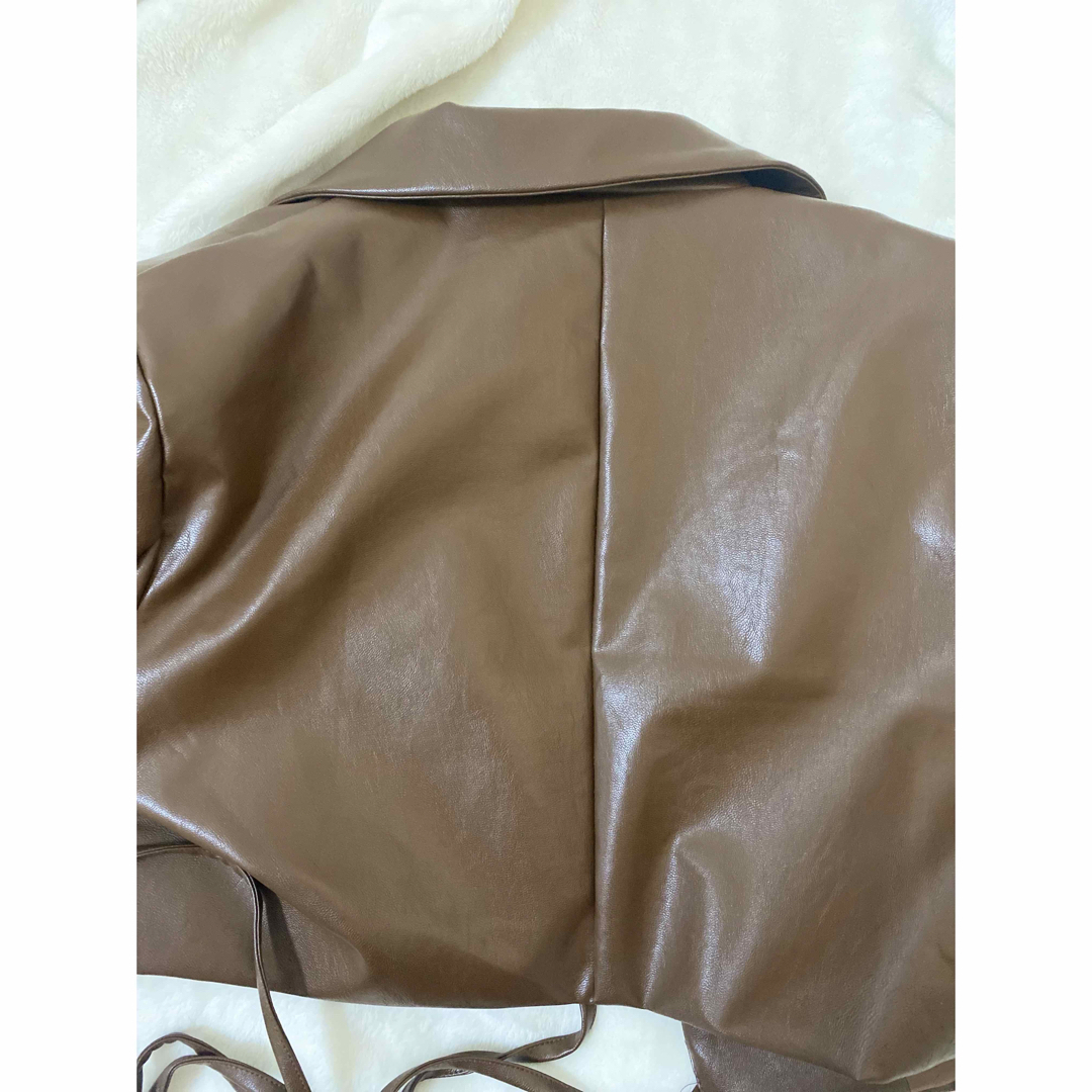 レザージャケット　ショート丈　ブラウン メンズのジャケット/アウター(レザージャケット)の商品写真