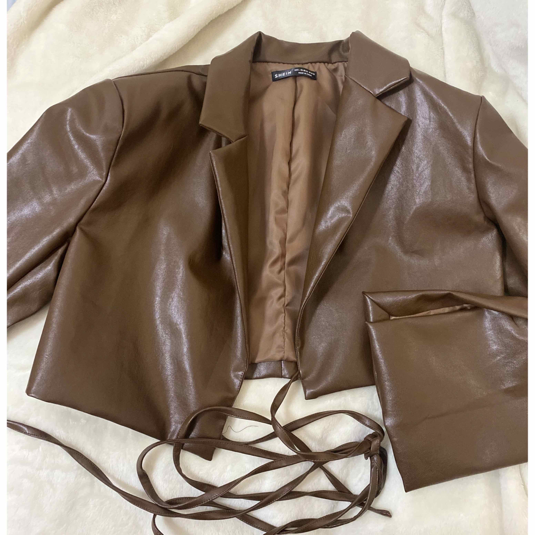 レザージャケット　ショート丈　ブラウン メンズのジャケット/アウター(レザージャケット)の商品写真