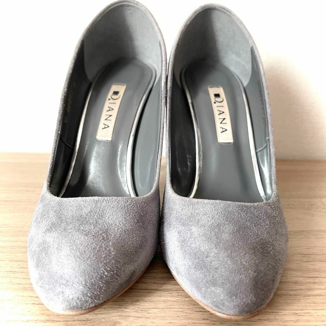 DIANA(ダイアナ)のDIANA ダイアナ ピンヒール パンプス スエード 銀灰色 22.5cm レディースの靴/シューズ(ハイヒール/パンプス)の商品写真