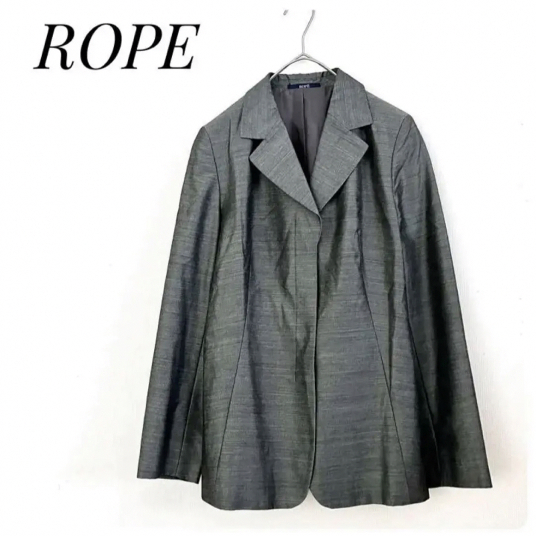 ROPE’(ロペ)の上質✨ROPE ロペ テーラード ジャケット キュプラ グレー 高品質 9号 レディースのジャケット/アウター(テーラードジャケット)の商品写真