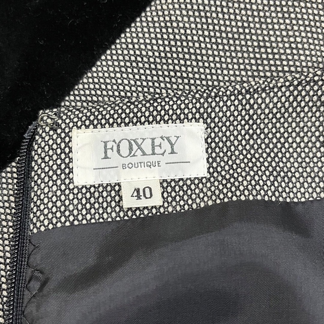 美品 FOXEY/フォクシー ブティック ワンピース/グレー38　サマーウール