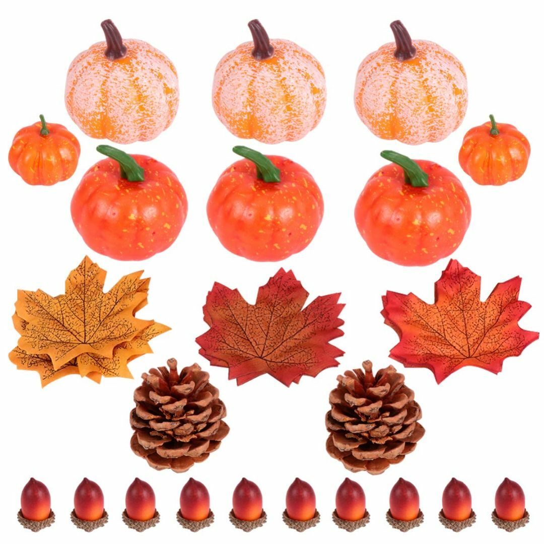 DOITOOL 秋 置物 秋の装飾 人工かぼちゃ 紅葉 楓 もみじ 松ぼっくり