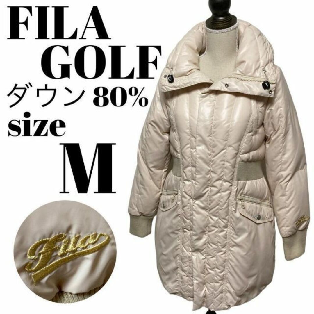 40cm身幅【GOLFウェア】FILA GOLF ロングダウン ジャケット ウェア 刺繍