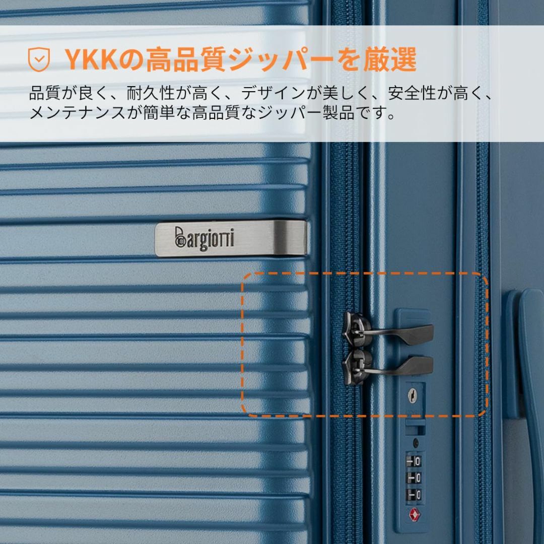 【色: Blue】Bargiotti フロントオープン スーツケース拡張機能 機 4