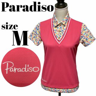 パラディーゾ(Paradiso)の【GOLFウェア】Paradiso ポロシャツ 半袖 魚柄 ロゴ刺繍 Mサイズ(ウエア)