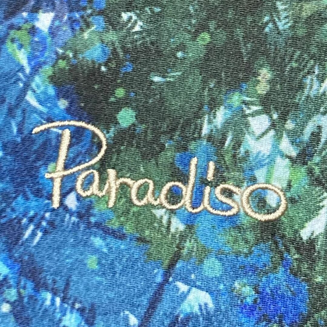 Paradiso(パラディーゾ)の【GOLFウェア】Paradiso ポロシャツ 半袖 総柄 刺繍 葉柄 Mサイズ スポーツ/アウトドアのゴルフ(ウエア)の商品写真