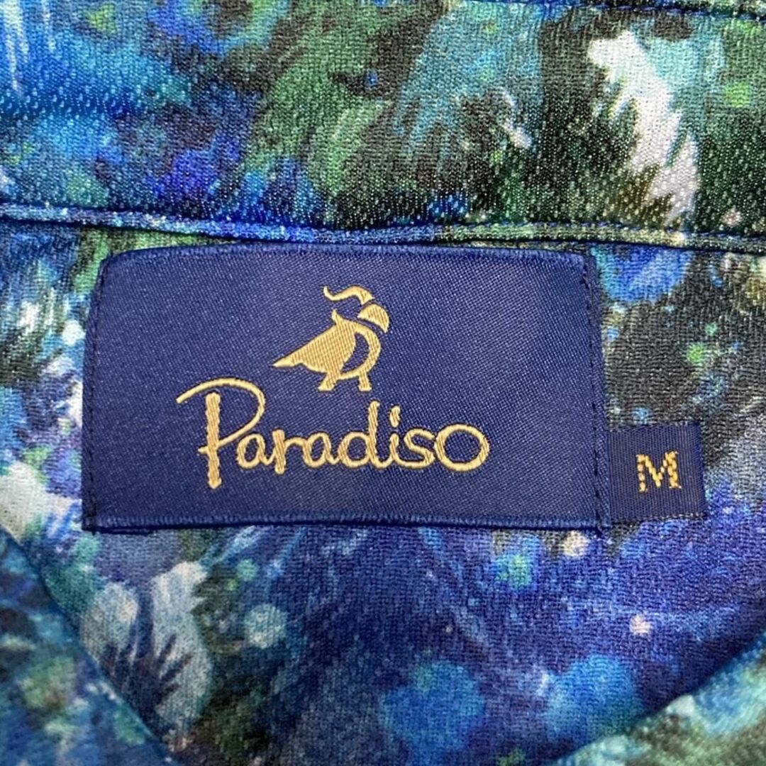 Paradiso(パラディーゾ)の【GOLFウェア】Paradiso ポロシャツ 半袖 総柄 刺繍 葉柄 Mサイズ スポーツ/アウトドアのゴルフ(ウエア)の商品写真