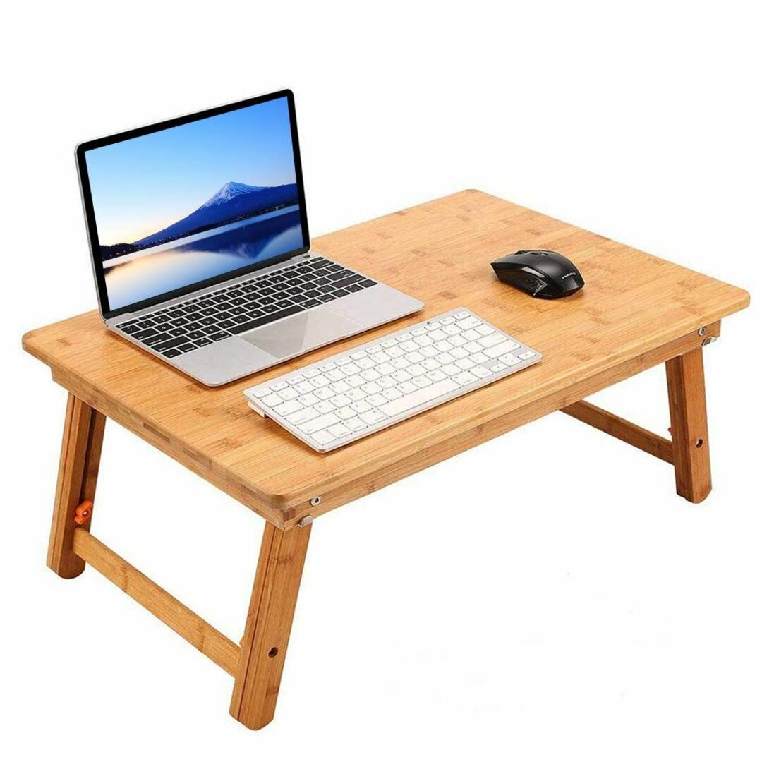 ノートパソコンデスク PCスタンド 傷付きにくい 竹製 ベッドテーブル ローテー