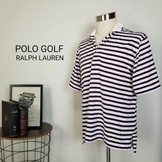 ポロゴルフ(Polo Golf)のPOLO GOLFボーダー柄コットンカットソー半袖ポロシャツ海外メンズS白紺赤(ポロシャツ)