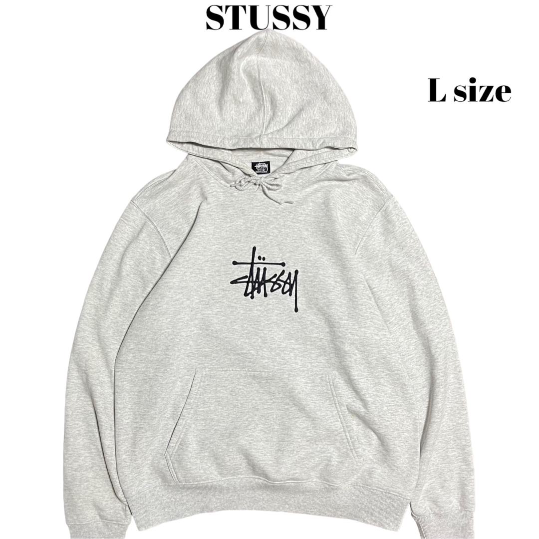 STUSSY パーカー グレーSTUSSY 刺繍センターロゴ パーカー今日中