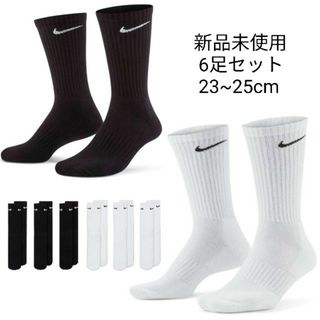 ナイキ(NIKE)の新品未使用 NIKE クルーソックス 白黒 6足セット 23~25cm ナイキ(ソックス)