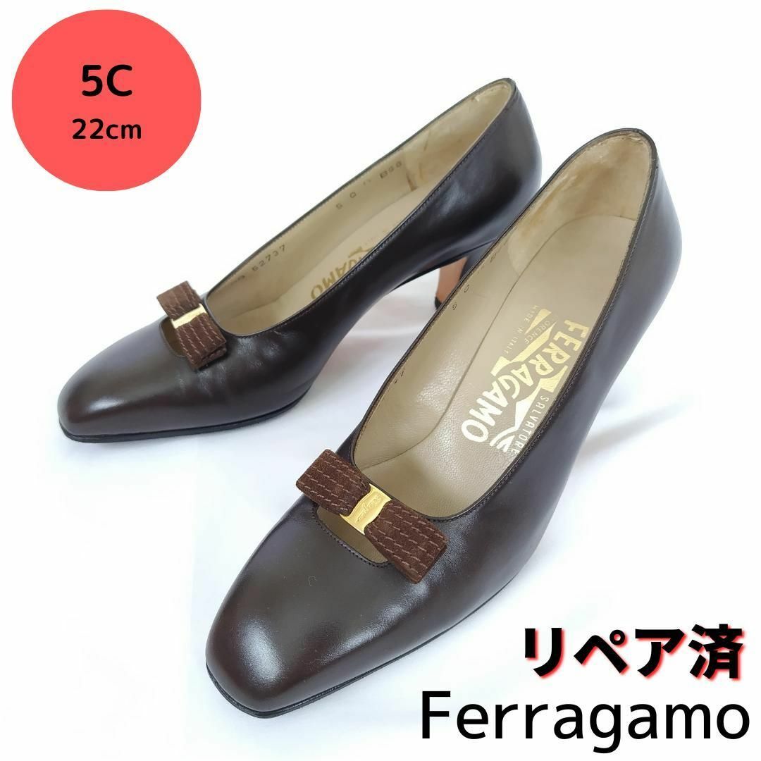 美品‼️Salvatore Ferragamo フェラガモ　リボン パンプス