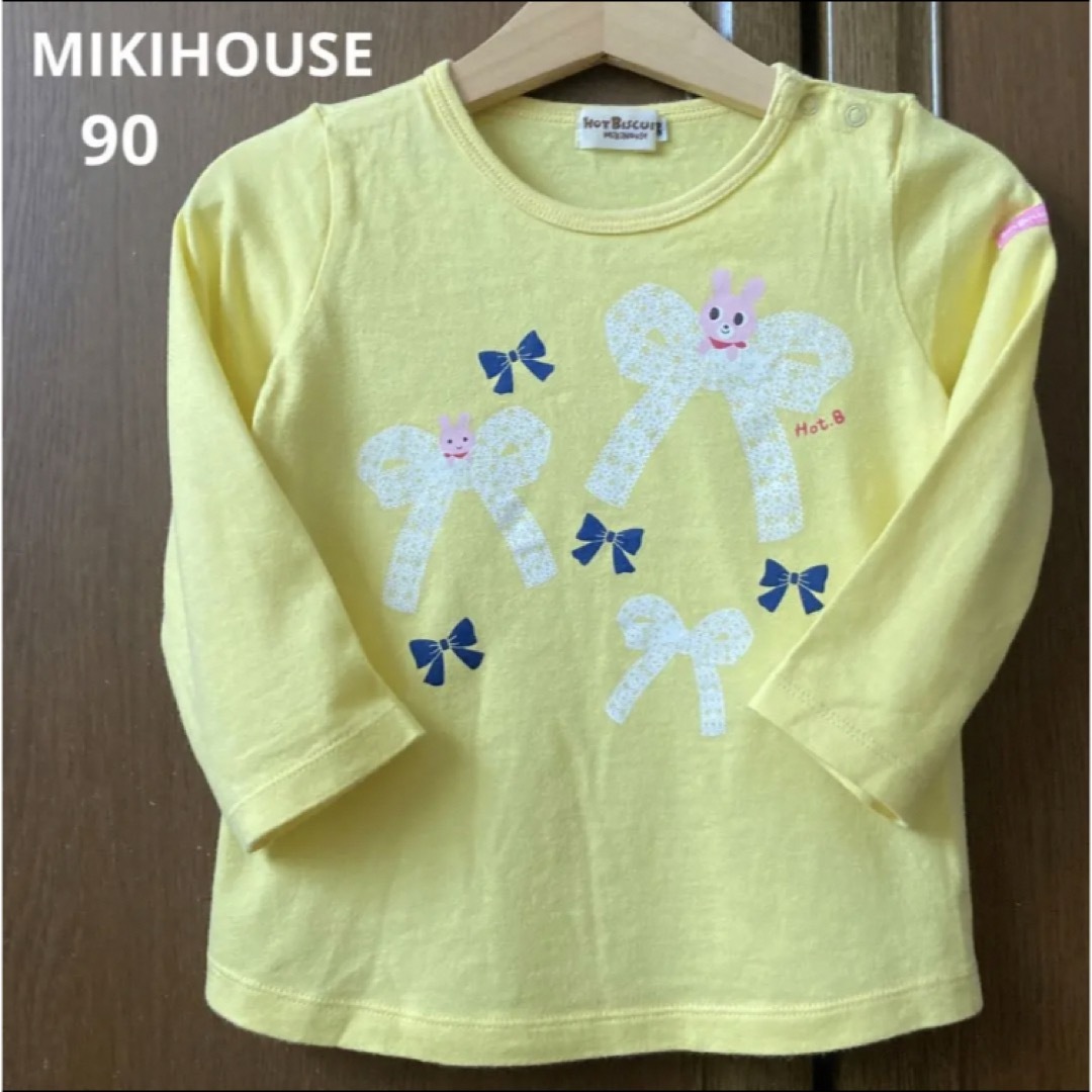 mikihouse - ミキハウス 長袖 シャツ ロンT うさぎ りぼん 黄色 秋 冬