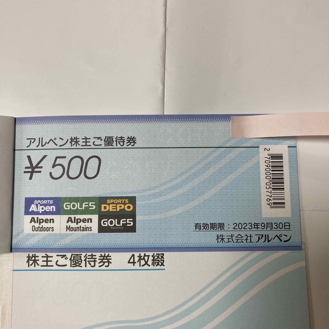 アルペン株主優待券 8,000円分(500円×16枚)の通販 by ムーミンパパ's ...