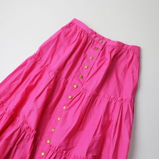 マークジェイコブス(MARC JACOBS)のマークジェイコブス THE PRAIRIE SKIRT MARC JACOBS フロントスナップボタン ティアードフレアロングスカート 00/ピンク【2400013472197】(ひざ丈スカート)