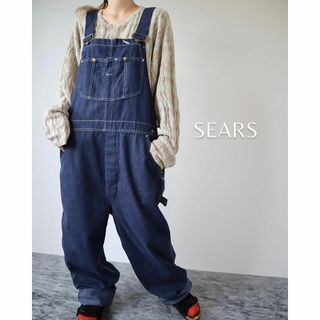 アートヴィンテージ(ART VINTAGE)の【SEARS】70-80s ルーズ デニム オーバーオール インディゴ  W38(サロペット/オーバーオール)