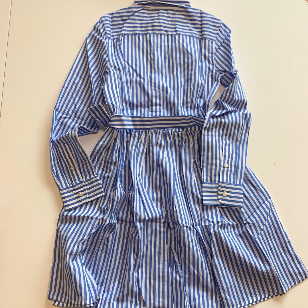 新品】ラルフローレン ストライプ シャツ ワンピース ブルー 7-
