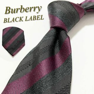 バーバリーブラックレーベル(BURBERRY BLACK LABEL)の【美品】バーバリーブラックレーベル ネクタイ レジメンタルストライプ柄 シルク(ネクタイ)